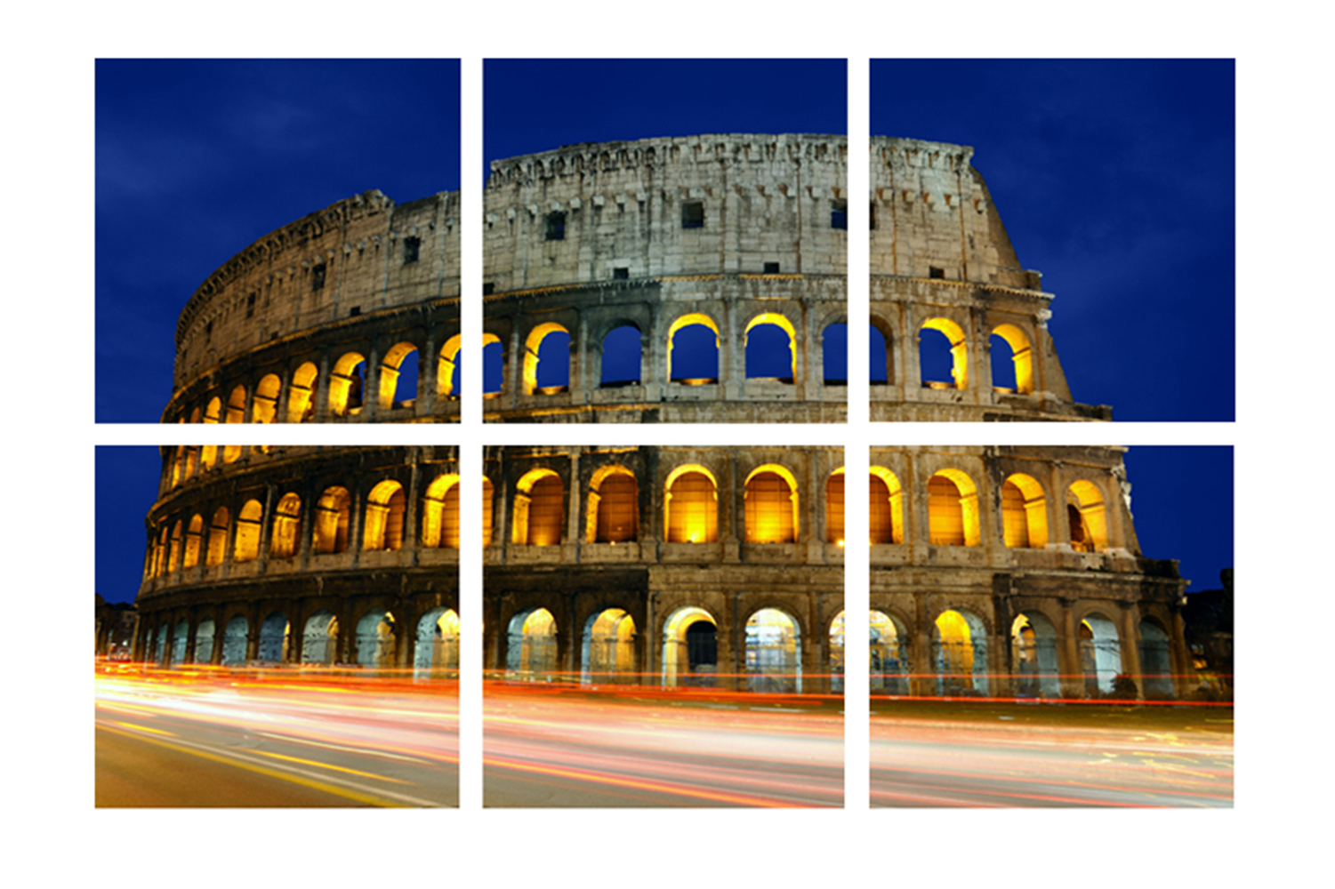 Willow &amp; Silk Canvas Landscape 40cm Set of 6 &#39;Colosseum at Night&#39; Wall Art