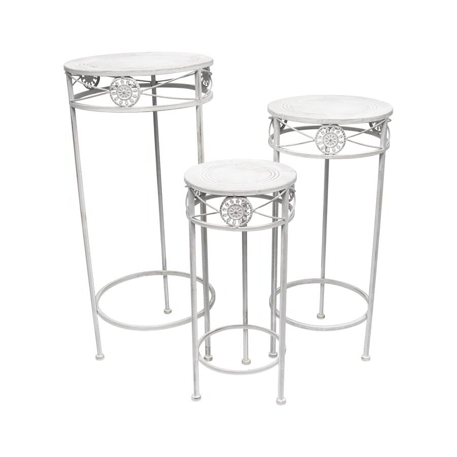 Garden Decorative High Stool Tables Set of 3 Willow & Silk