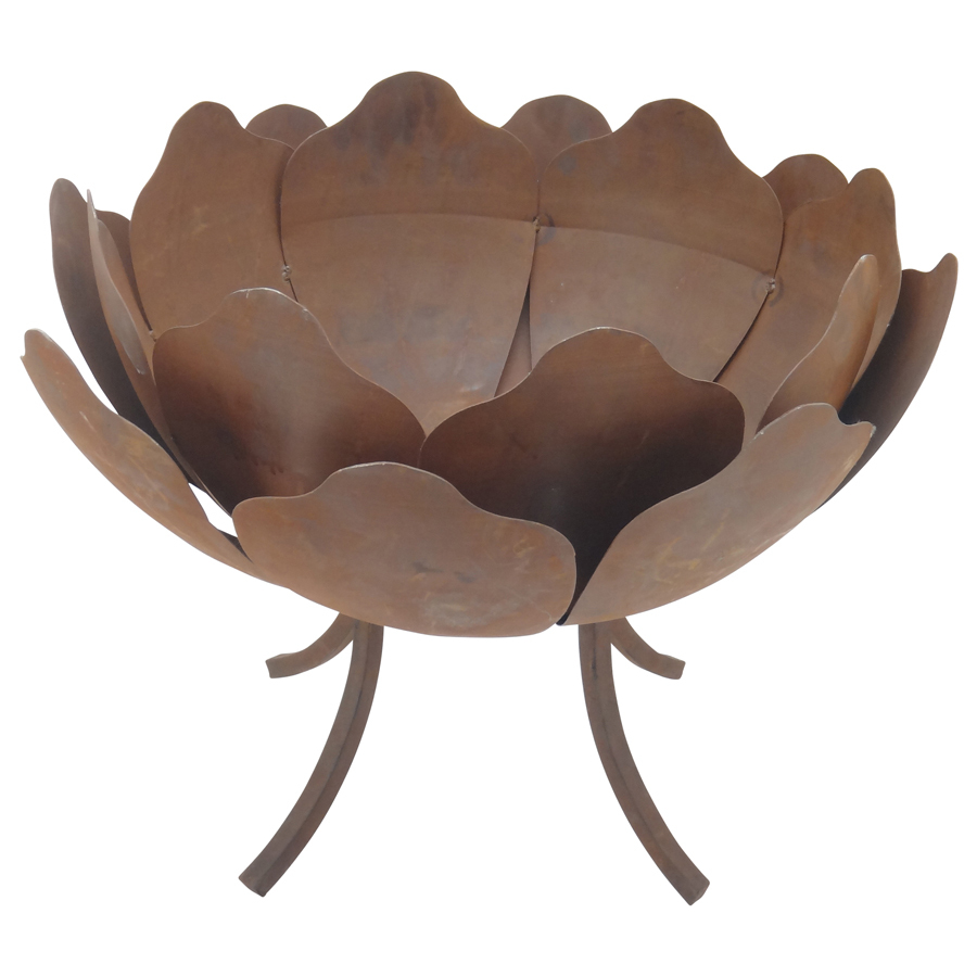 Willow &amp; Silk Metal 60cm Rustic Lotus Flower Garden/Outdoor Firebowl 