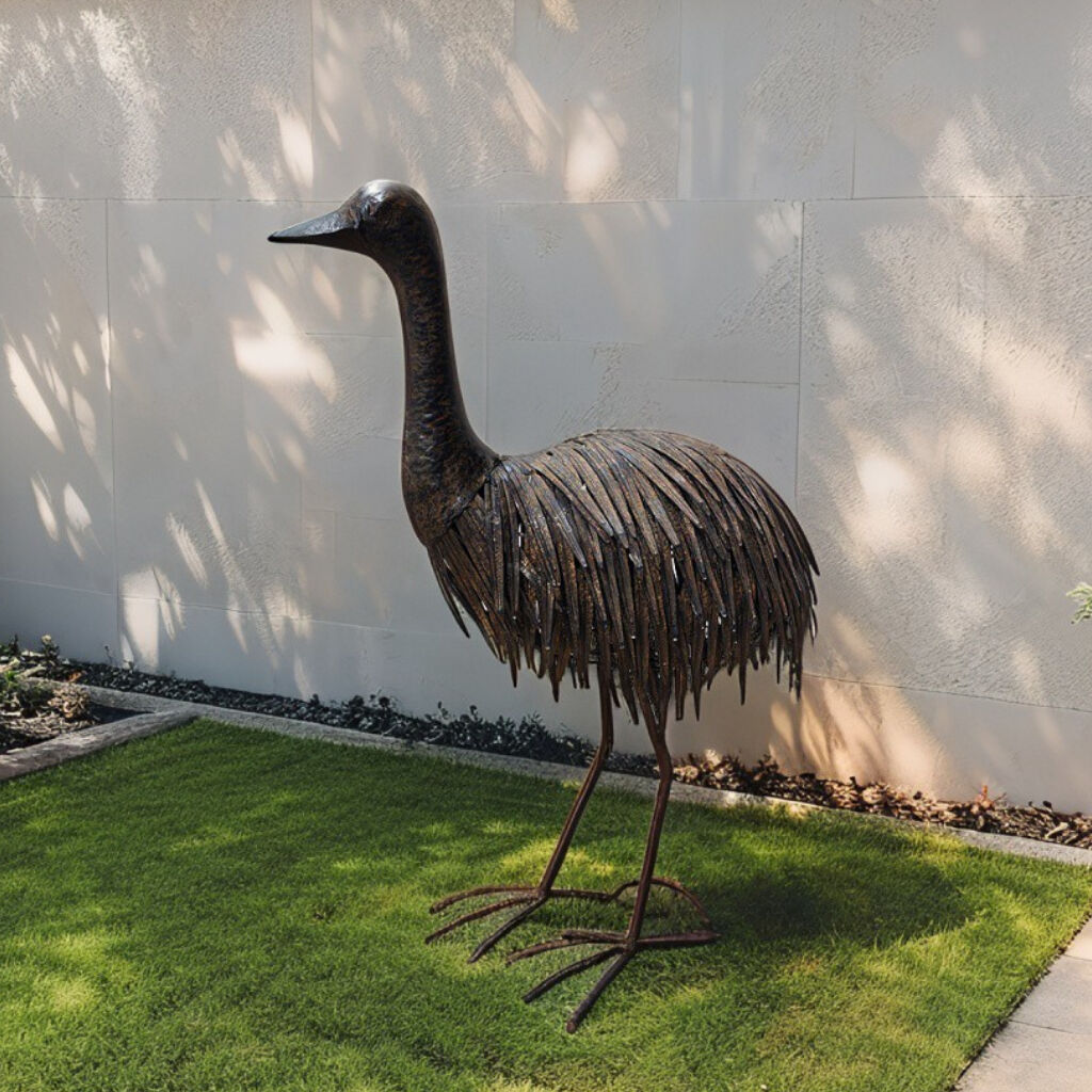 Willow &amp; Silk Metal Rustic Emu Animal Garden Statue 68cm