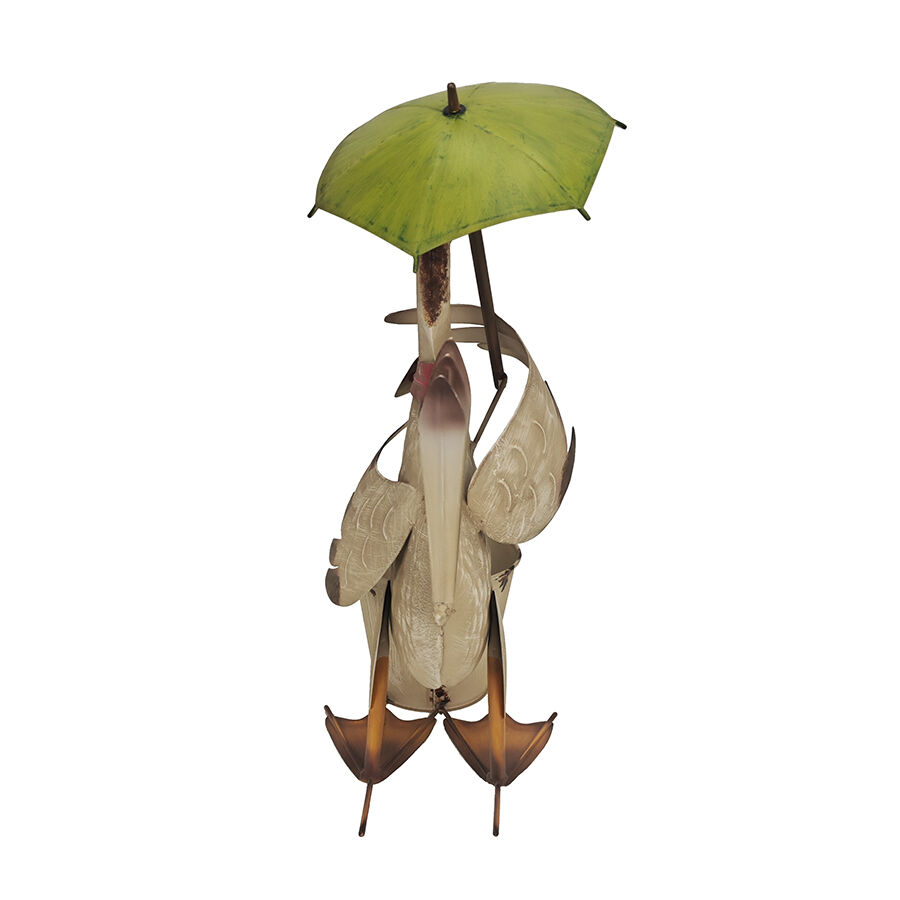 Willow &amp; Silk Standing Duck with Umbrella Potplanter/Umbrella Duck Planter