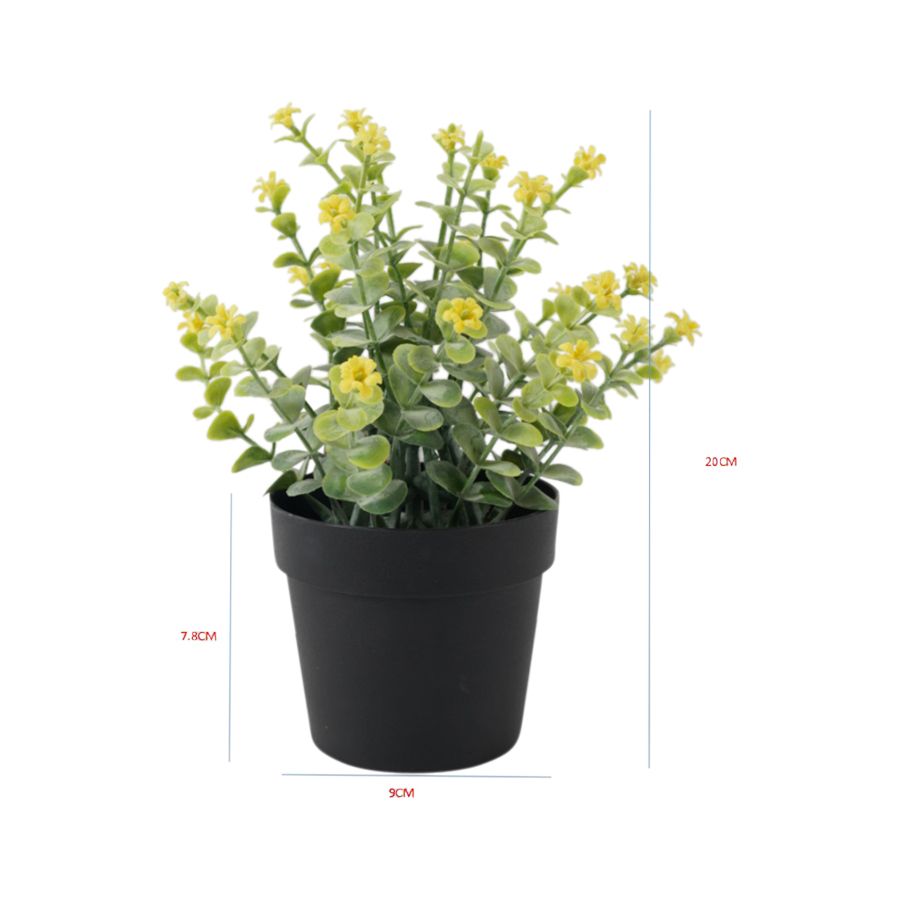 Willow &amp; Silk Artificial 20cm Green Wildflowers Plant Pot