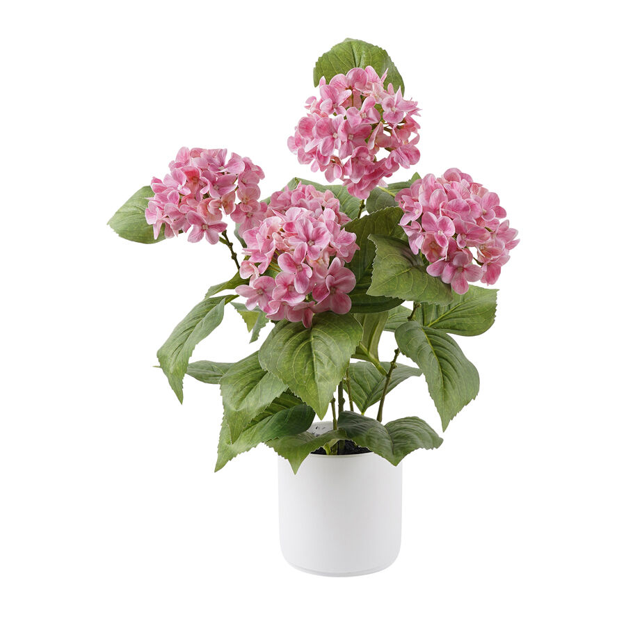 Willow &amp; Silk Potted Artificial Blush Bloom Pink Hydrangea 35x35x50cm