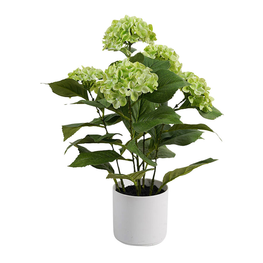 Willow &amp; Silk Potted Artificial Lush Serenity Green Hydrangea 35x35x50cm