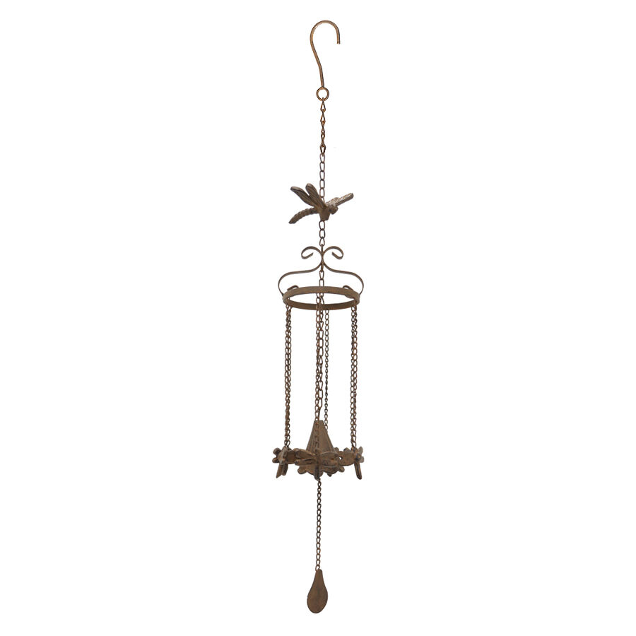 Willow &amp; Silk Hanging Cast-Iron Enchanted Dragonflies Chime with Bell 12x77cm