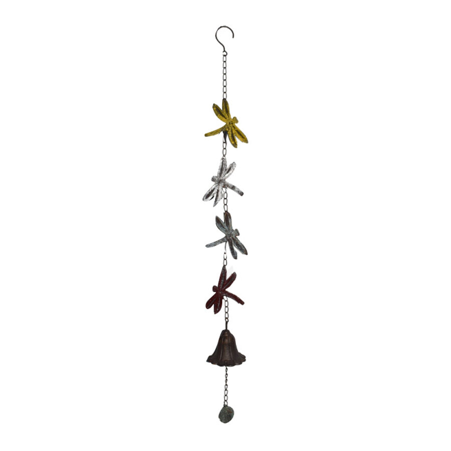 Willow &amp; Silk Enchanted Hanging 4 Dragonflies with Cast Iron Bell 8x8x84cm