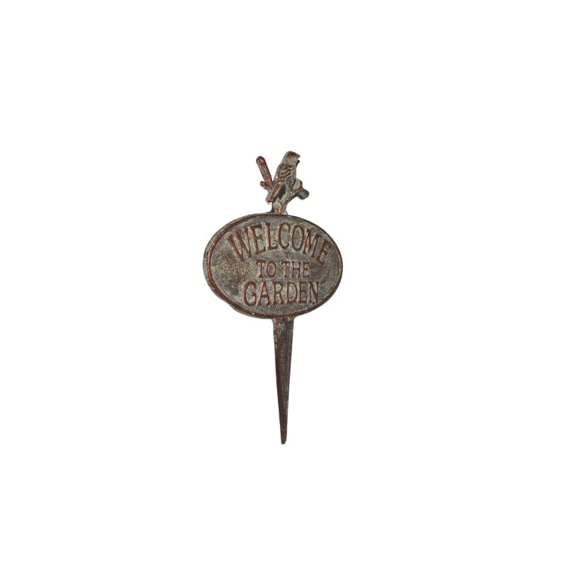 Willow &amp; Silk Welcome to the Garden Cast Iron Stake/Sign 20x1x32.5cm