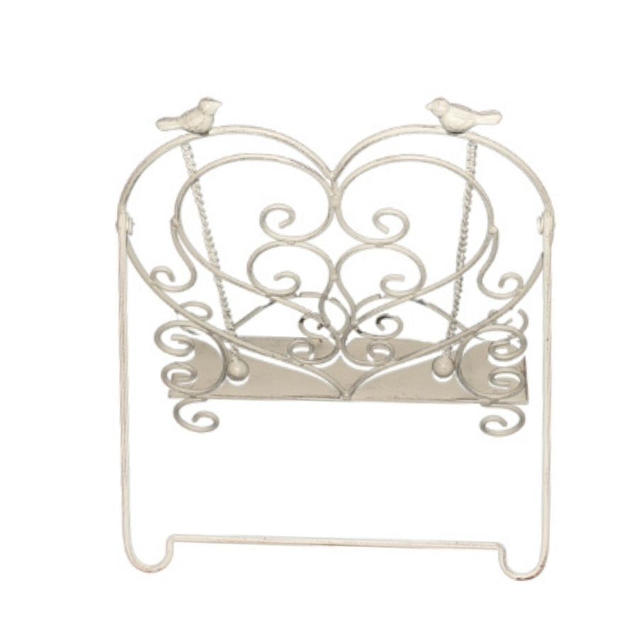 Willow &amp; Silk Heart-Shape Recipe/Book Stand with Birds 32.5x25x35cm