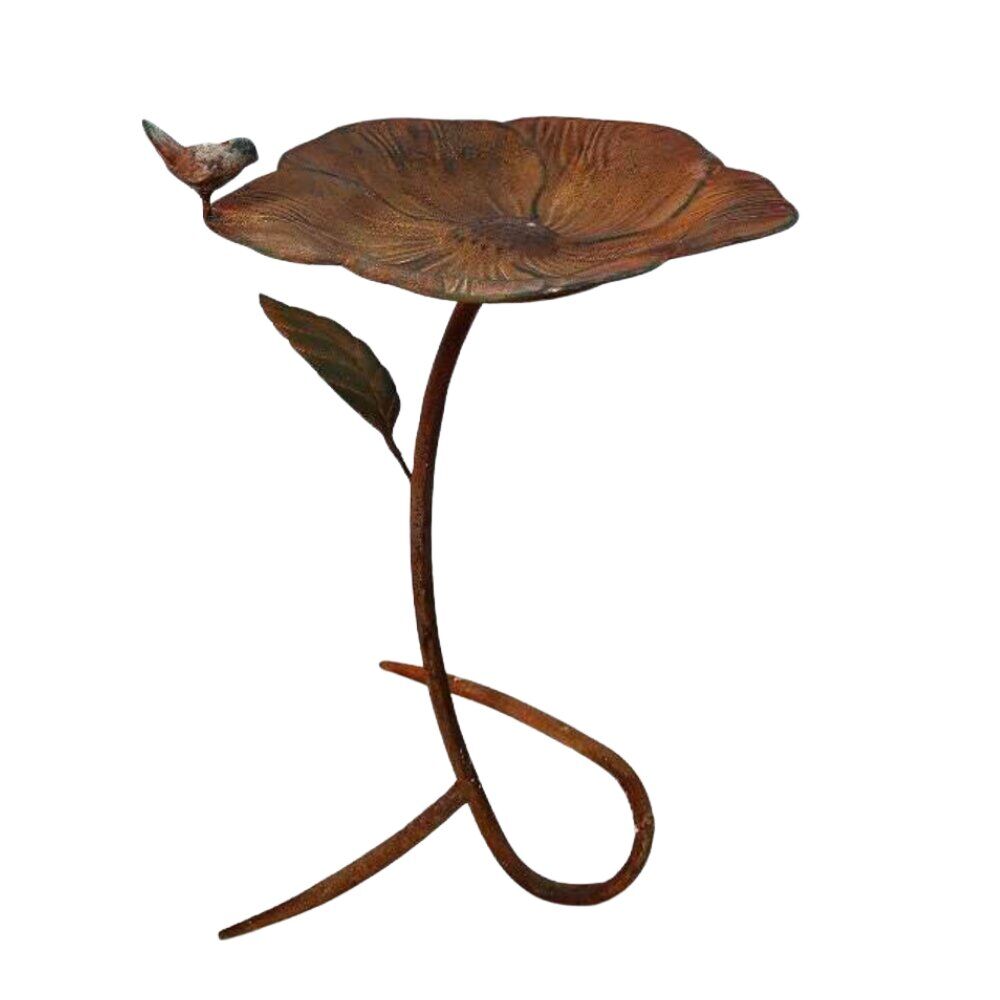 Willow &amp; Silk Rust Flower Bird Feeder on Stand 39x34.5