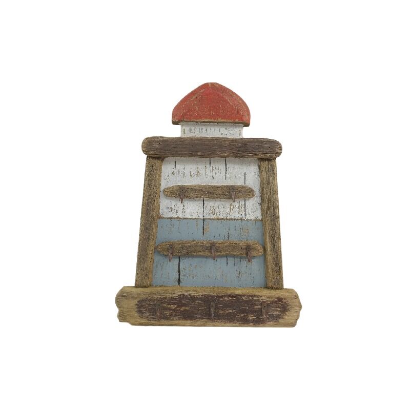 Willow &amp; Silk Handmade 38cm Wall Hanging Lighthouse w/8 Key Hooks