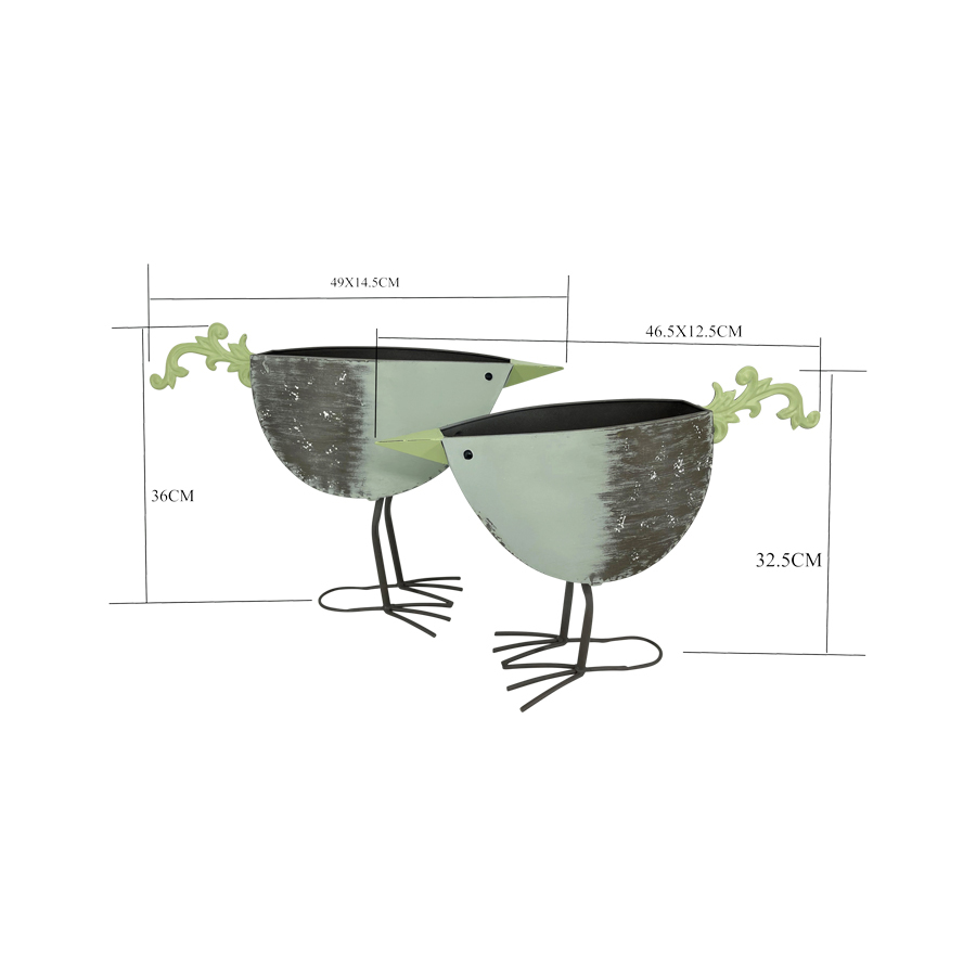 Willow &amp; Silk 49.5cm/45cm Set of 2 Birds Garden Pot/Planters