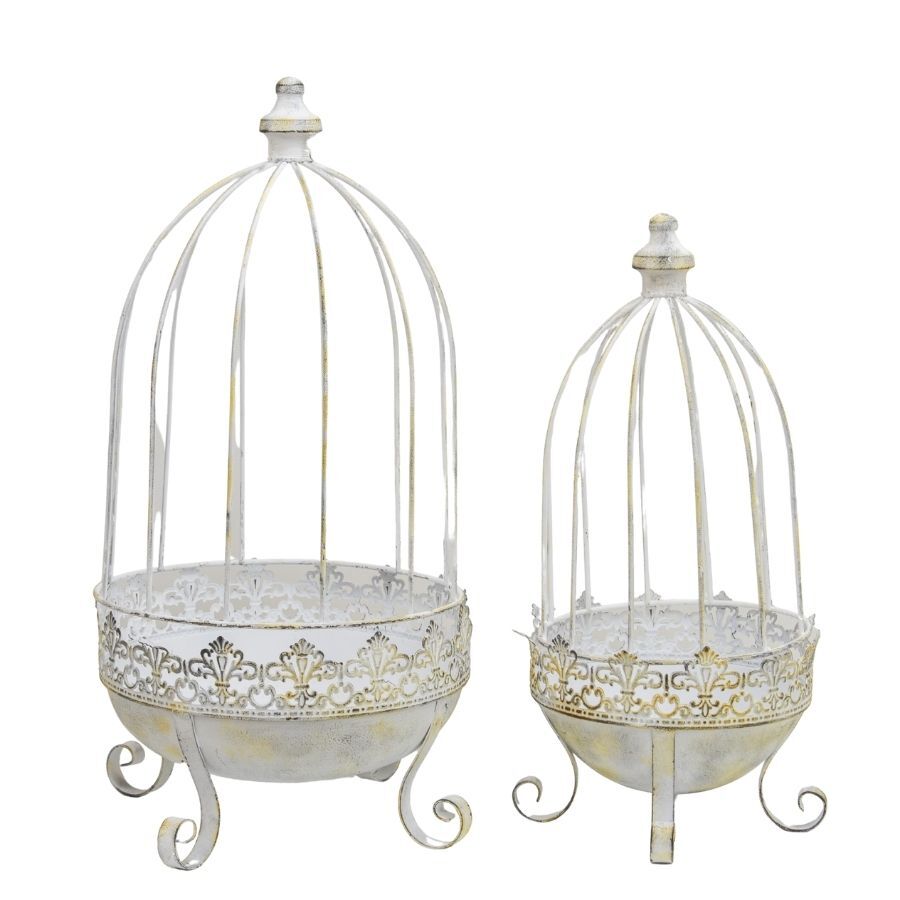 Willow &amp; Silk Nested Cloche Planters on Designer Stands Set/2