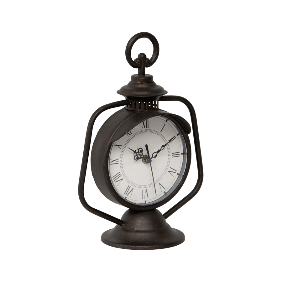 Willow &amp; Silk Metal 30cm Antique Roman Numeral Lantern Table Clock