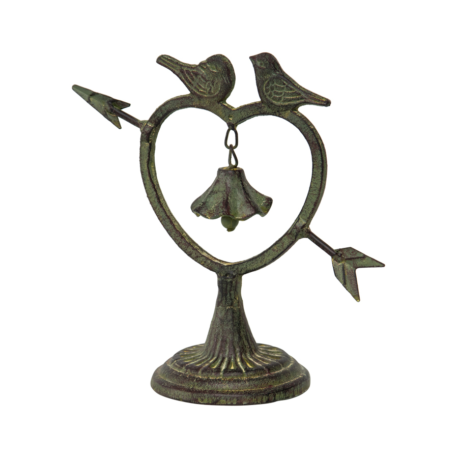 Willow &amp; Silk 22.5cm Arrow in Heart Lovebirds Bell Ornament