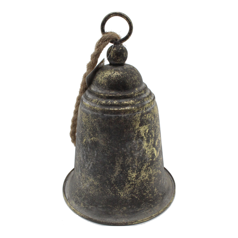 Willow &amp; Silk Hanging 28cm Vintage Rusty Metal Door/Garden Bell w/ Rope