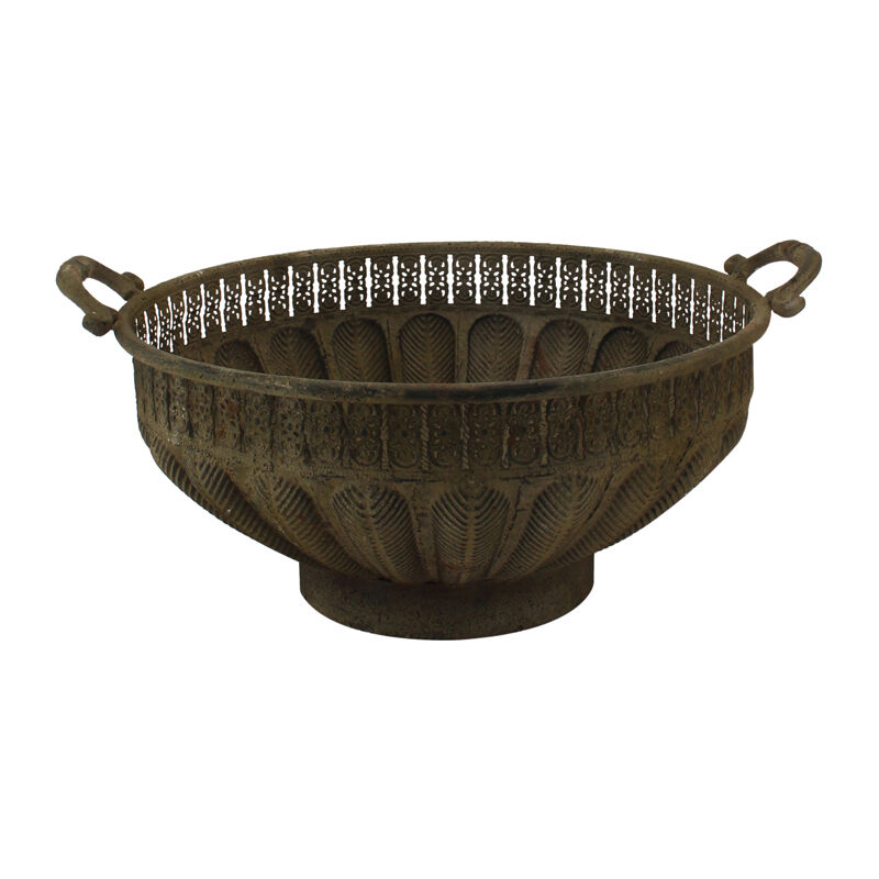 Willow &amp; Silk Large 46cm Vintage Green Baroque Bowl Planter w/Handles