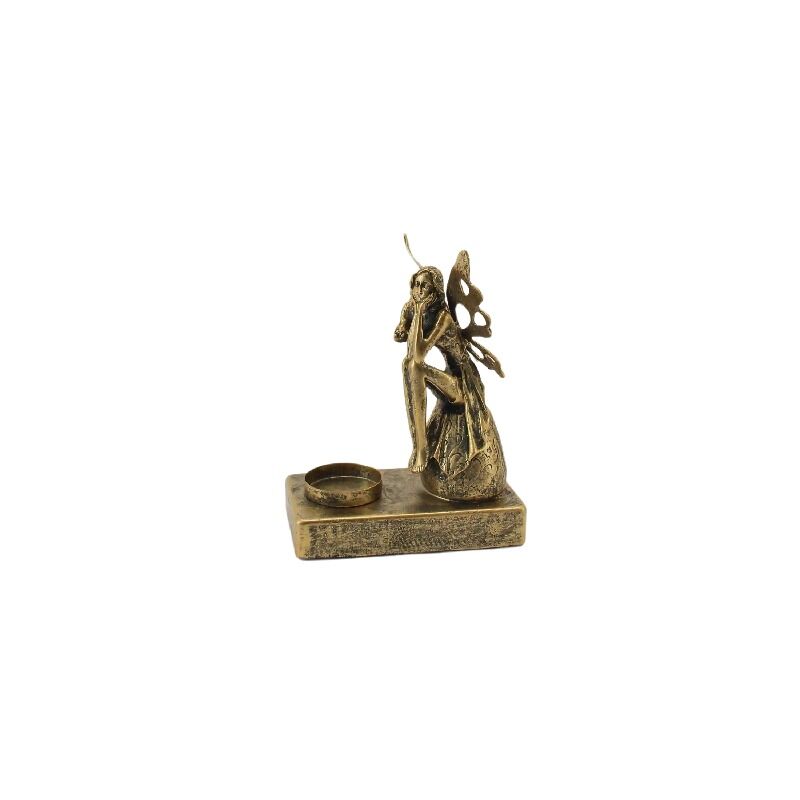 Willow &amp; Silk Alloy 19.5cm Antique Gold Fairy Tealight Candle Holder
