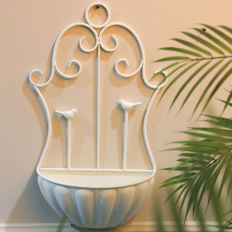 Willow &amp; Silk Fleur Wall Planter w/2 Birds 30x14.5x49.5cm