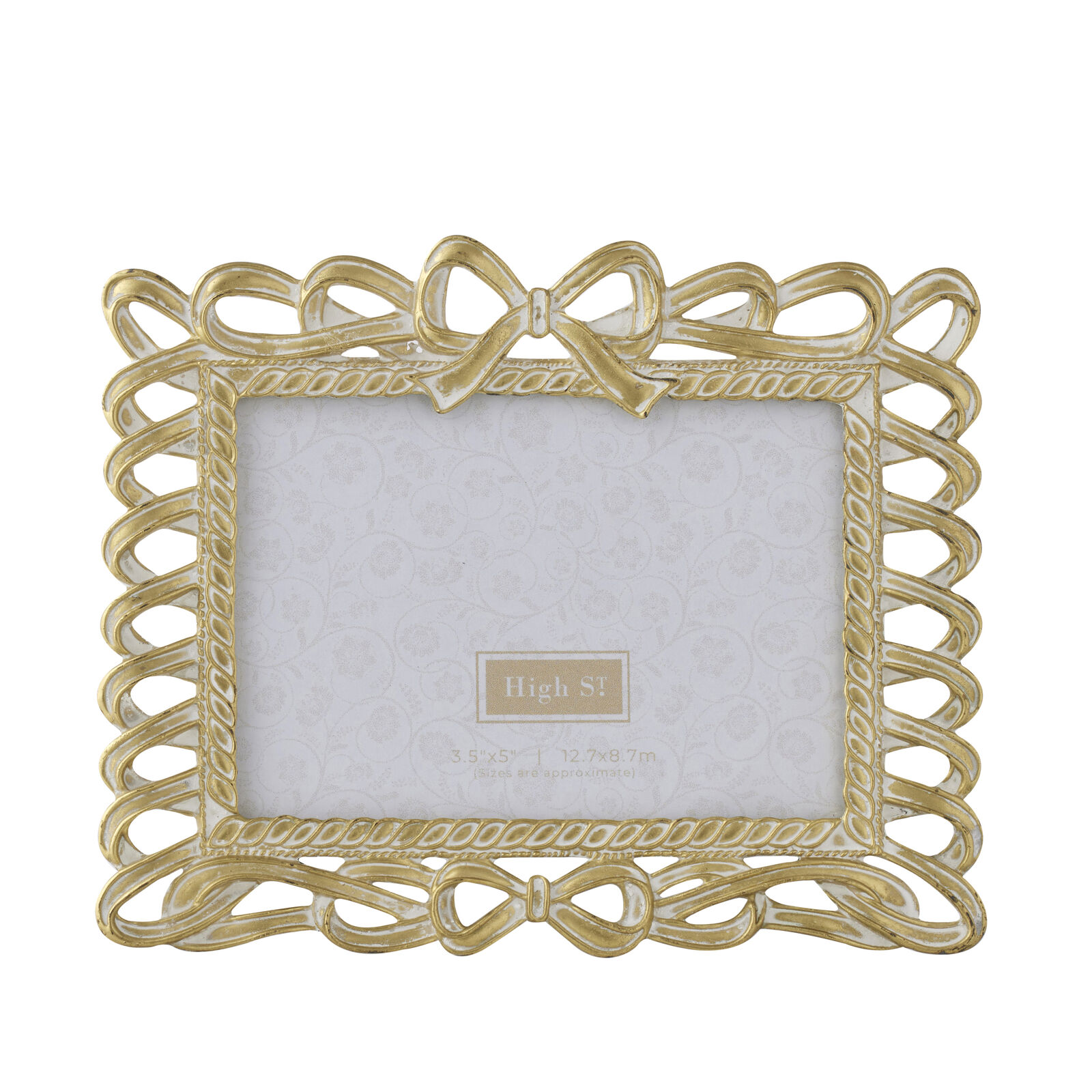 Willow &amp; Silk Brushed Gold Frame With Bow 3.5x5/ 16.7*