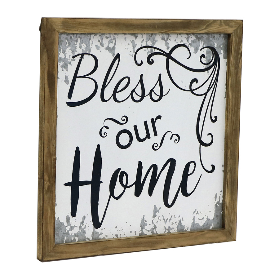 Willow &amp; Silk Framed 40cm &#39;Bless Our Home&#39; Plaque Sign Wall Art