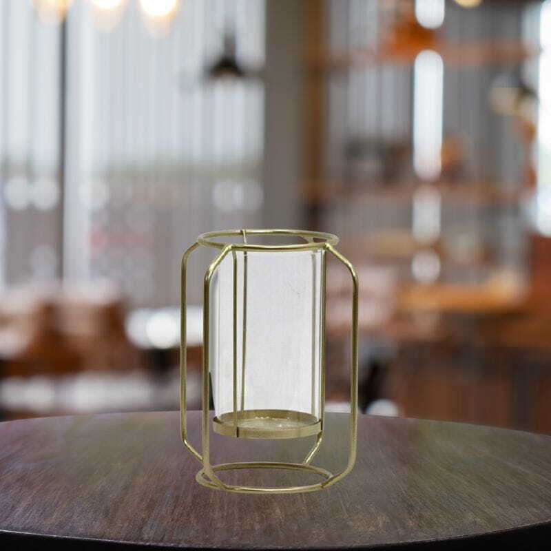 Willow &amp; Silk Golden 24cm Metal/Glass Floating Pillar Candle Holder