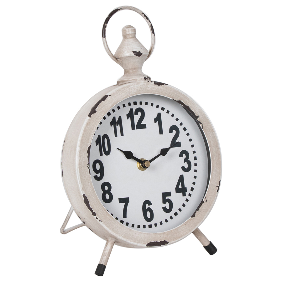 Willow &amp; Silk Vintage 28.5cm White Provincial Table Clock