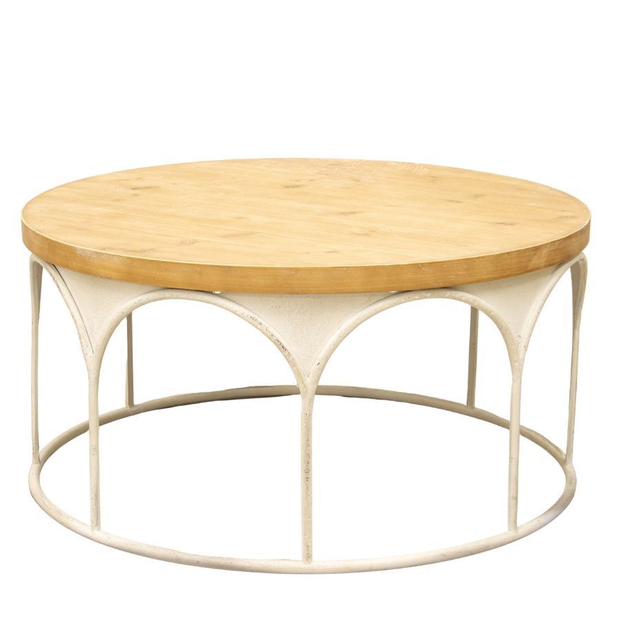 Willow &amp; Silk Metal 81cm Arch Round Wooden-Top Coffee Table