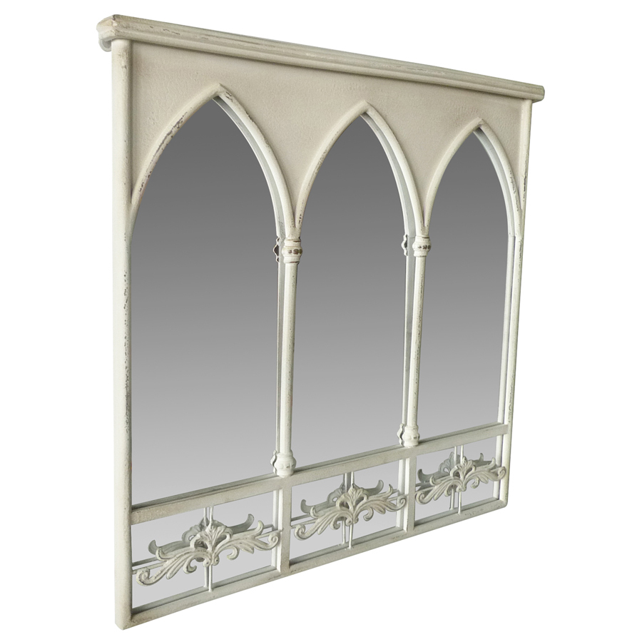 Willow &amp; Silk Vintage White 64cm Square Arch Fleur Wall Mirror