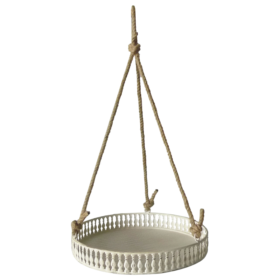 Willow &amp; Silk Hanging 60cm White Round Pot/Planter Stand