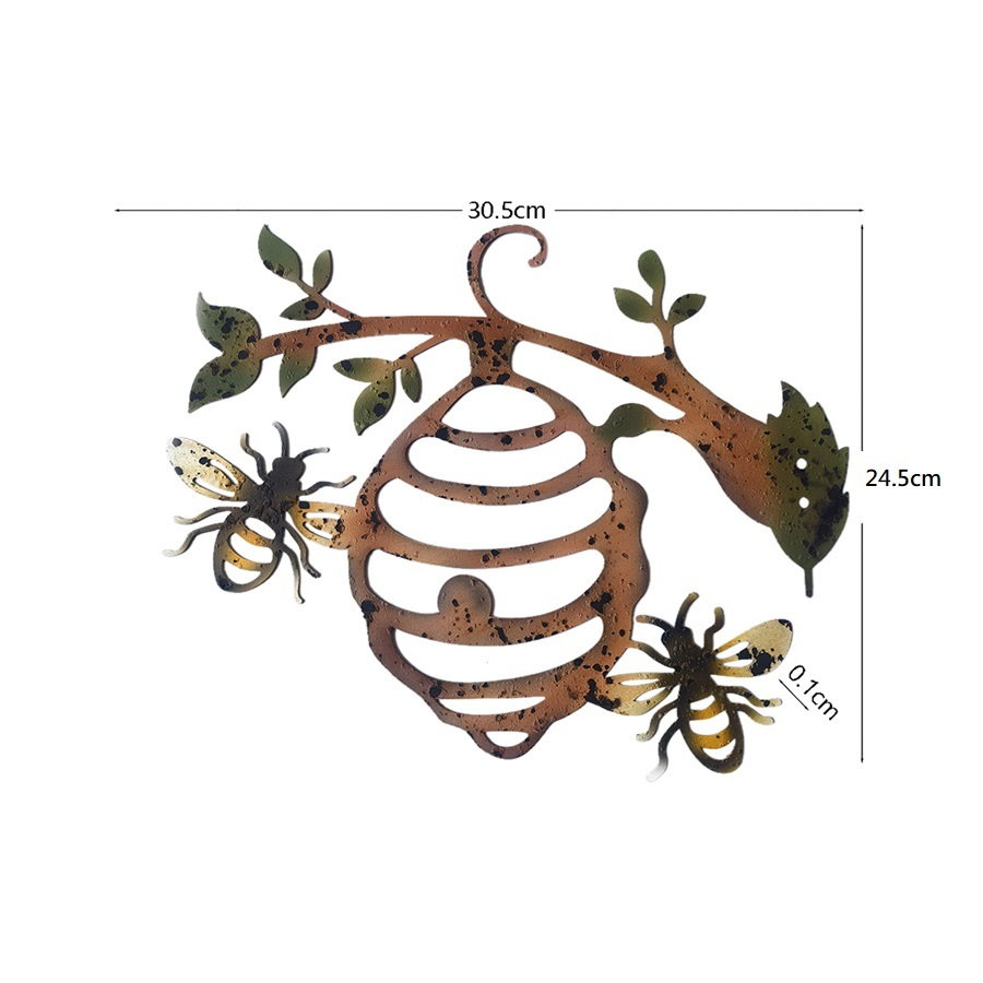 Willow &amp; Silk Laser Cut 30cm Rusty Metal Bee Hive Nature Wall Art