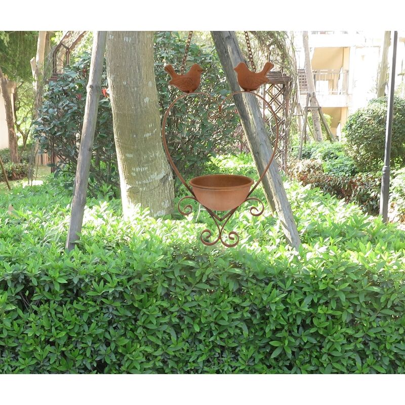 Willow &amp; Silk Hanging Heart with Cherished Perch Birdfeeder