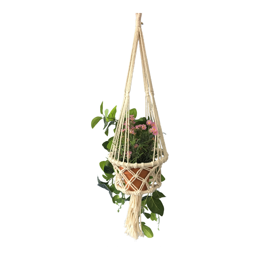 Willow &amp; Silk Cotton 75cm Cotton Macrame Pot/Plant Hanger w/Tassel