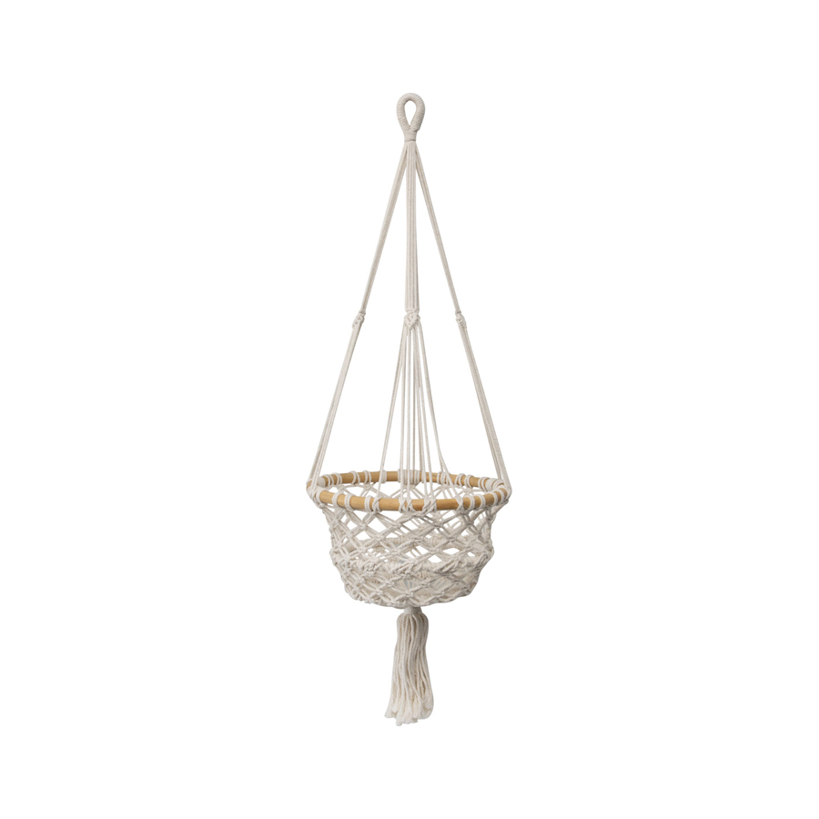 Willow &amp; Silk Handmade 90cm Macrame w/ Timber Pot/Plant Hanger