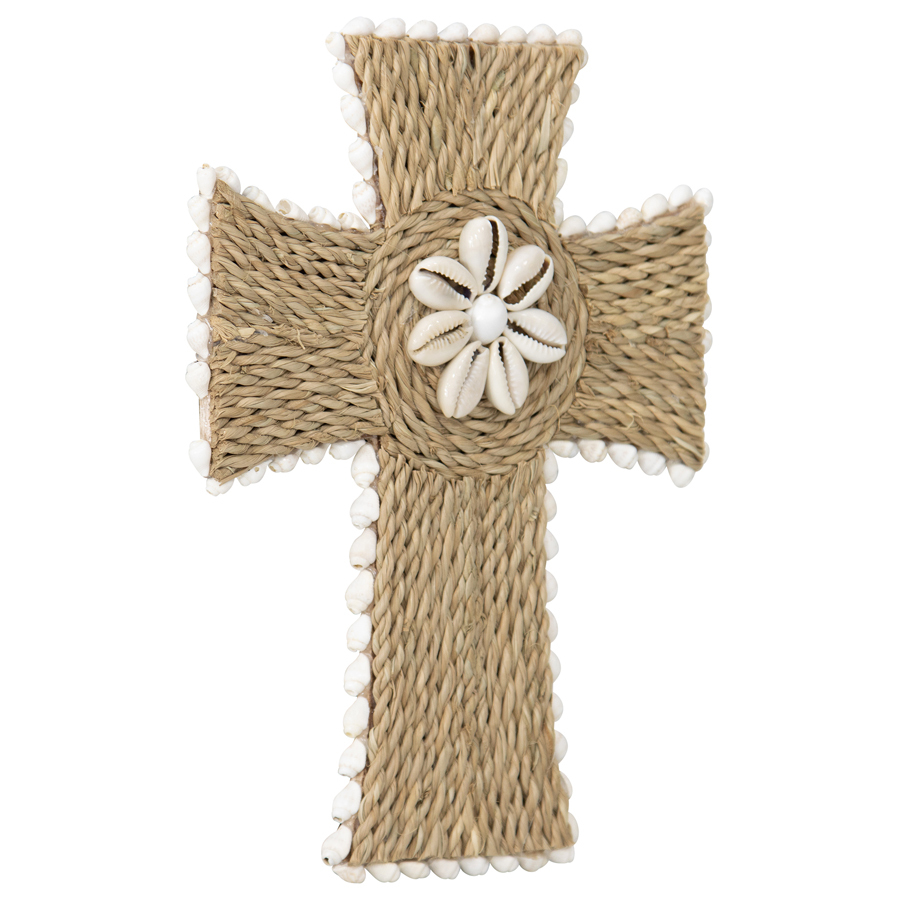 Willow &amp; Silk Handmade 32cm Weave Cross Wall Art Natural