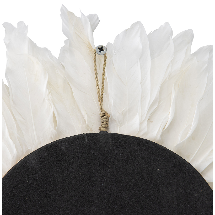 Willow &amp; Silk Handmade 40cm Round White Feather &amp; Shell Wall Art
