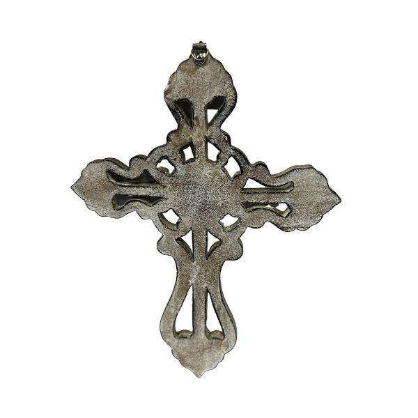 Handmade Ornate Scroll Design Wall Cross - Taupe