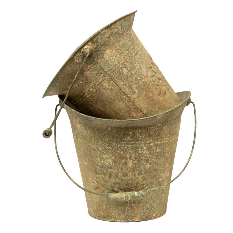 Willow &amp; Silk Rustic Charm Vintage Nested Decorative Buckets Set of 2