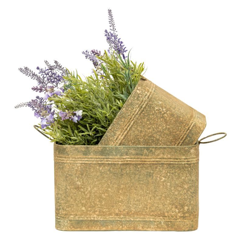   Nested Vintage Style Storage Bin Set  of 2 with Handles