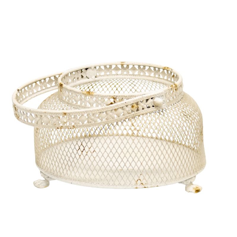 Willow &amp; Silk French Provincial Footed Bowl/Storage Basket with Fleur-de-Lis 
