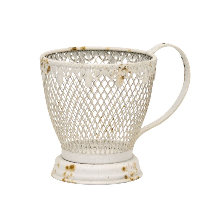 Willow &amp; Silk French Provincial  Lattice Luxe &#39;Teacup&#39; Candleholder