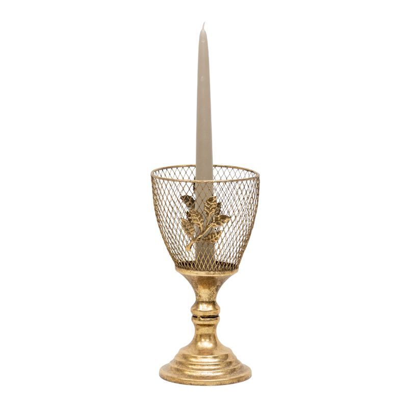 Willow &amp; Silk Golden Leaf  Lustre &#39;Globet&#39; Candleholder