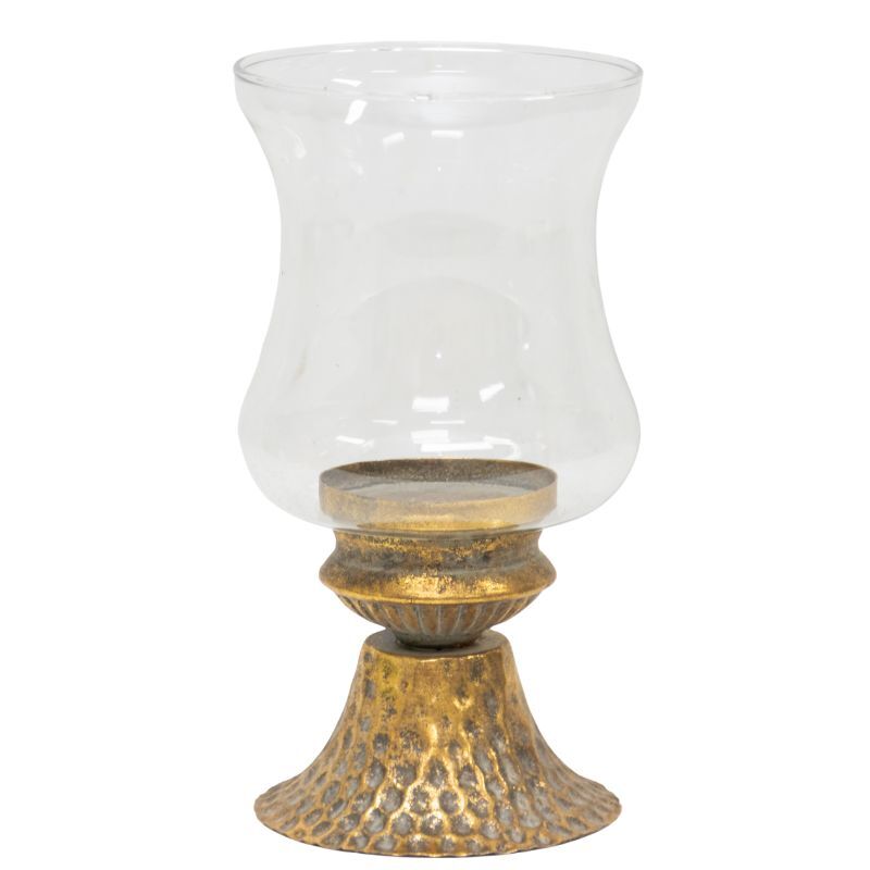 Willow &amp; Silk Elegance Lustre Footed Pressed - Metal Candleholder 