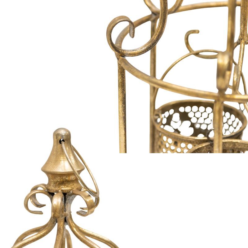 Willow &amp; Silk Golden Glow Lantern/ Lustre &#39;Cage&#39; with Pillar Candleholders