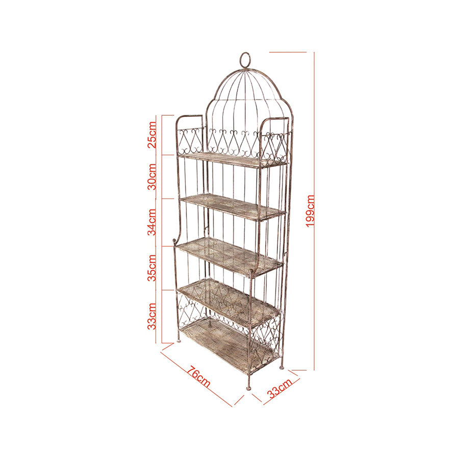 Willow &amp; Silk Metal 200cm Taupe Birdcage 5-Shelf Plant/Art Stand/Organiser