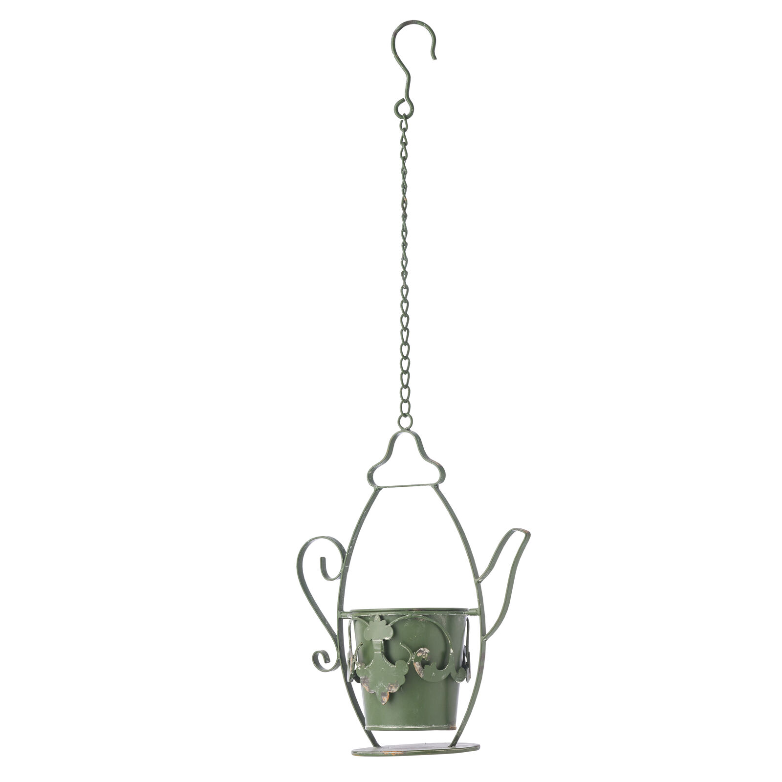 Willow &amp; Silk Hanging Teapot Planter w/Chain 27.5x12.5x34.70cm