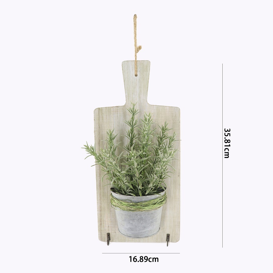 Willow &amp; Silk Hanging 36cm Artificial Rosemary Plant Chopping Board w/Hooks