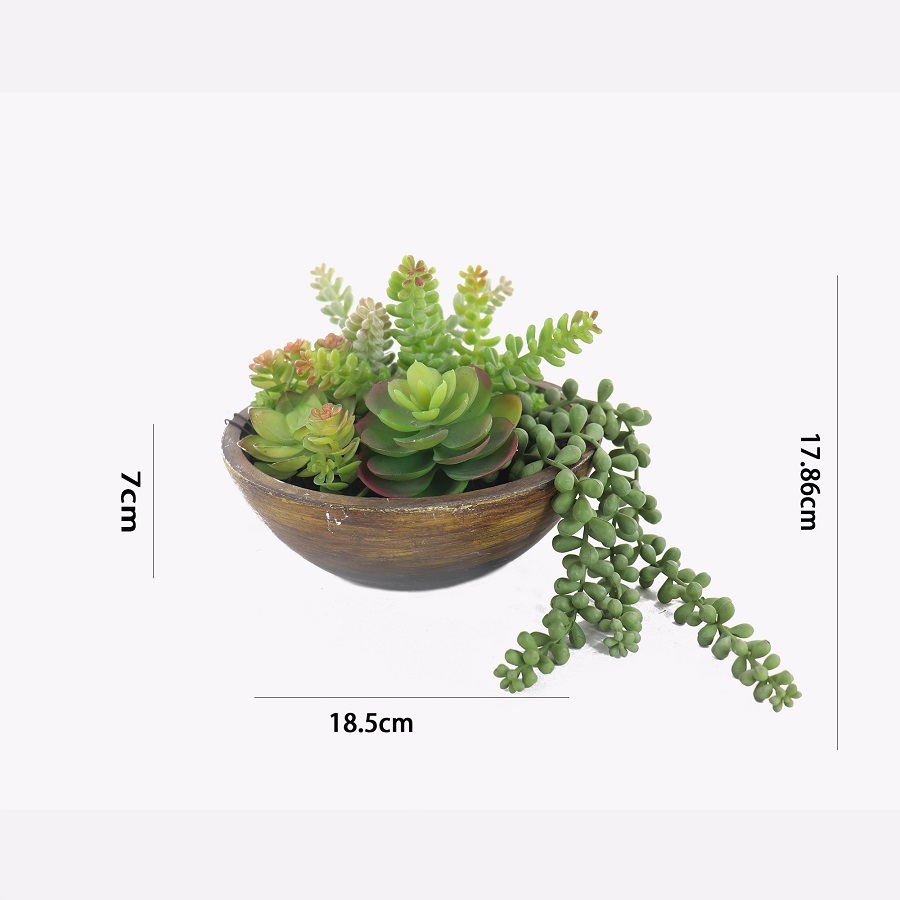 Willow &amp; Silk Artificial 20.5cm Green Succulent Plant in Bowl/Pot