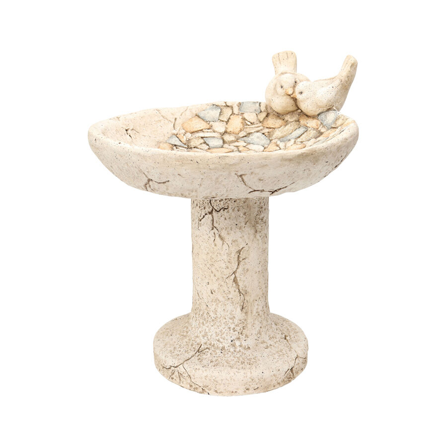 Willow &amp; Silk Stony Birdbath on Pillar 42x38x45cm