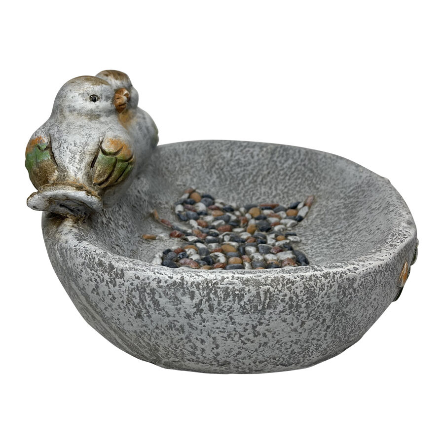Willow &amp; Silk Birdbath with Colour Birds, Flowers and Pebble Butterfly 