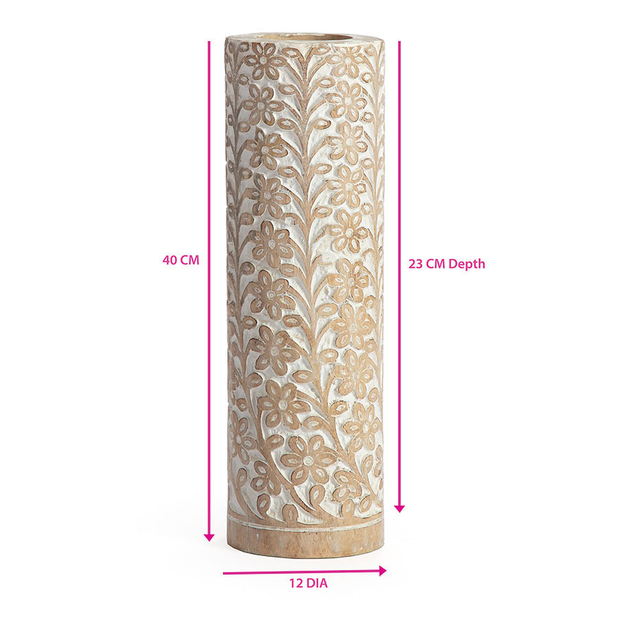 Willow &amp; Silk Handmade Wooden 40cm Tall Flower Vase